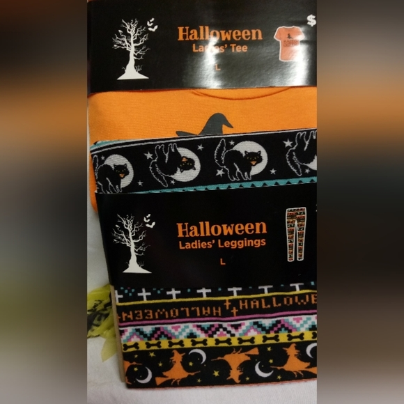 Bobbie Brooks Halloween Tee & Leggings "HALLO QUEEN", Size L NWT - Picture 1 of 6